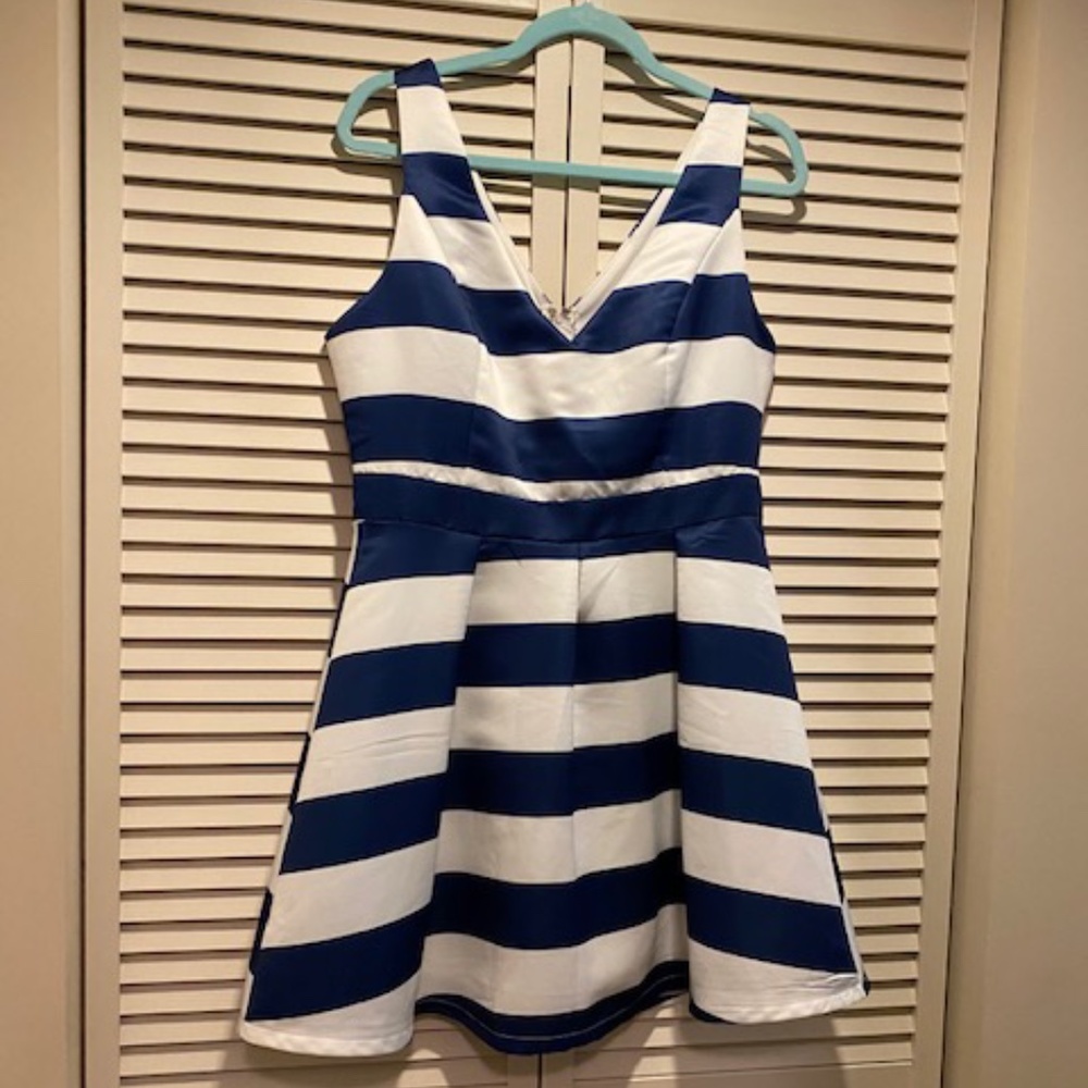 Striped Navy and White Dress